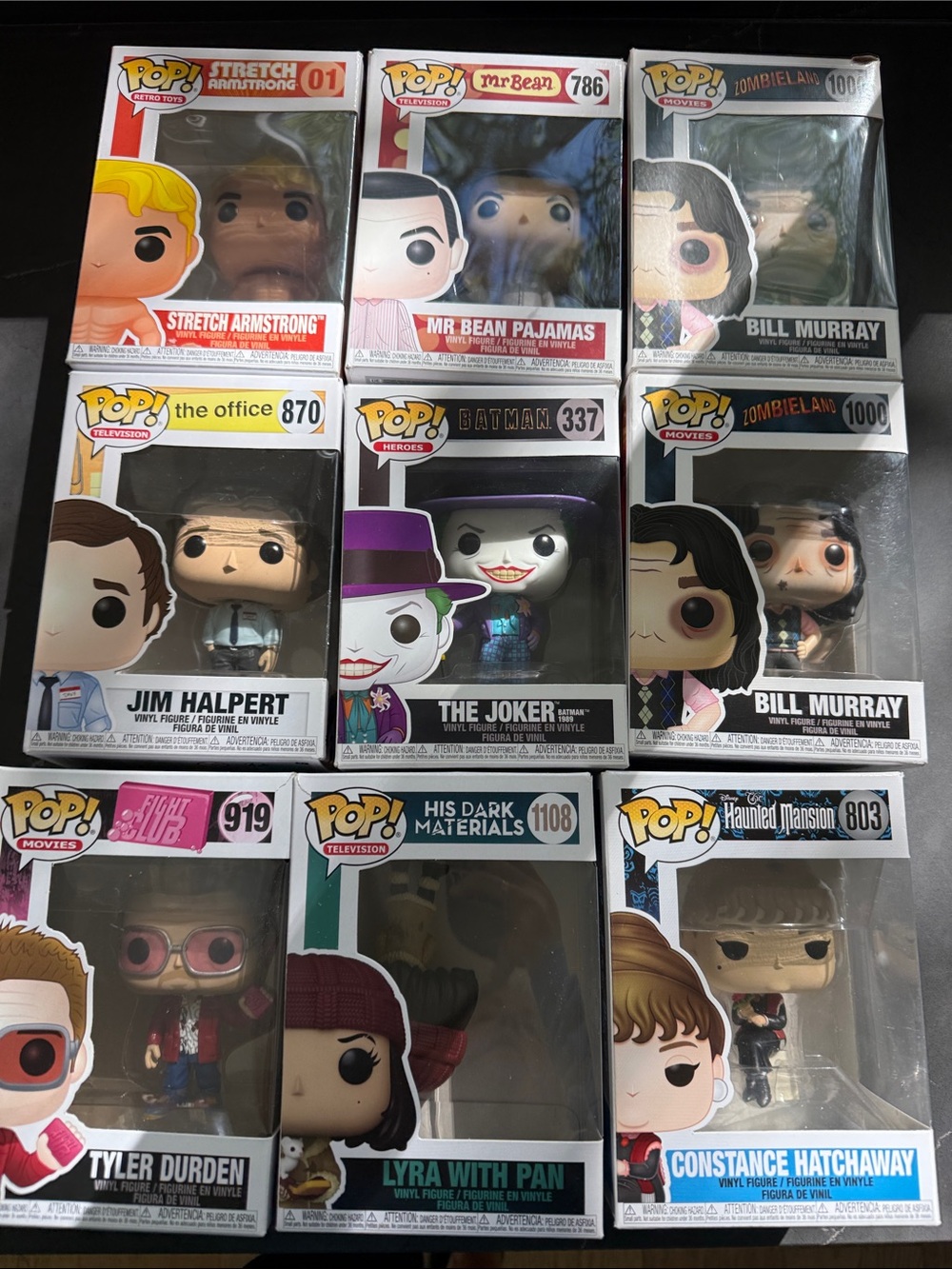 Funko Pop! Multicolor Boxed Figure Lot - White, Black, Red, Purple, Blue